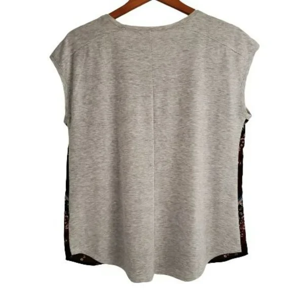 Maurices Women's Floral Multi-Print Sleeveless V-Neck Top Heather Gray/Red Large - Picture 5 of 12